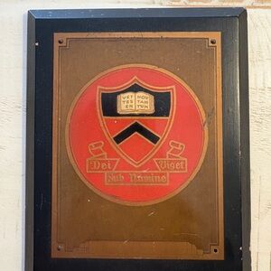 Vintage Red Gold Brown Wood Ivy League Princeton University 1953 Plaque Latin